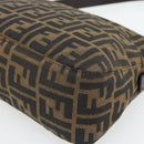 FENDI Zucca Canvas Mamma Baguette Shoulder Bag Black Brown Auth 178877SAM-16