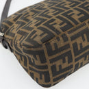 FENDI Zucca Canvas Mamma Baguette Shoulder Bag Black Brown Auth 178877SAM-17