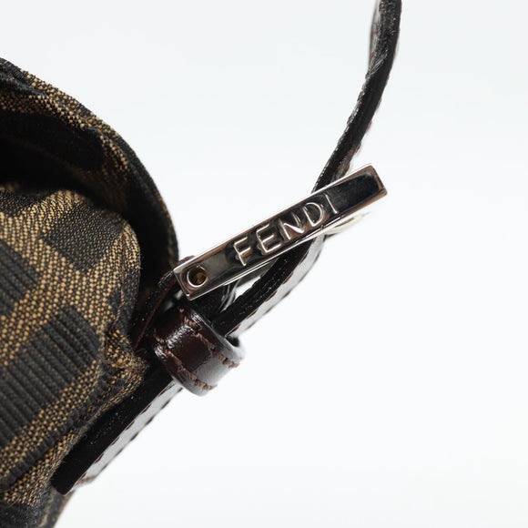 FENDI Zucca Canvas Mamma Baguette Shoulder Bag Black Brown Auth 178877SAM