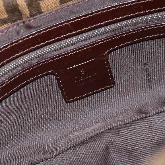 FENDI Zucca Canvas Mamma Baguette Shoulder Bag Black Brown Auth 178877SAM