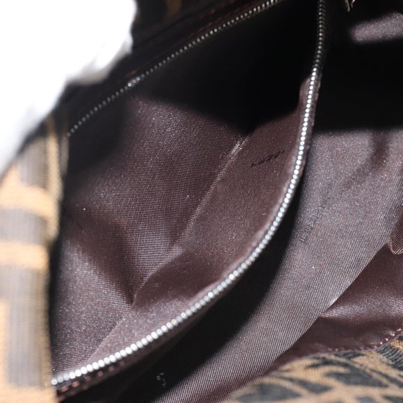 FENDI Zucca Canvas Mamma Baguette Shoulder Bag Black Brown Auth 178877SAM