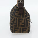 FENDI Zucca Canvas Mamma Baguette Shoulder Bag Black Brown Auth 178877SAM-3