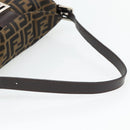 FENDI Zucca Canvas Mamma Baguette Shoulder Bag Black Brown Auth 178877SAM-7