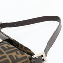 FENDI Zucca Canvas Mamma Baguette Shoulder Bag Black Brown Auth 178877SAM-8