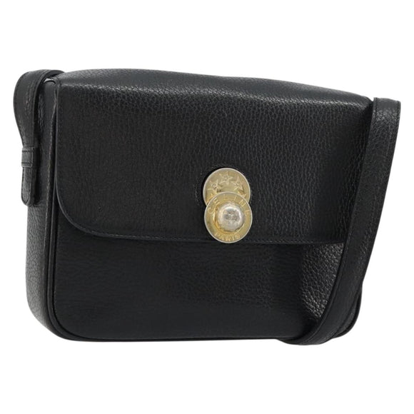 CELINE Shoulder Bag Leather Black Gold Auth 178878A