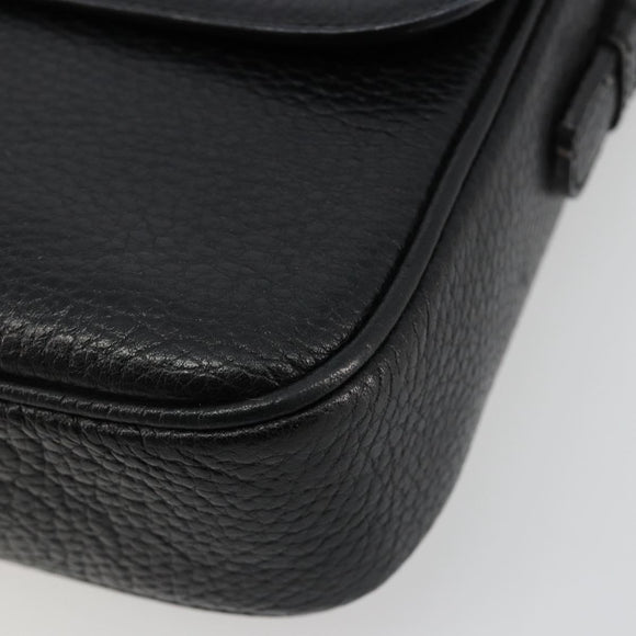 CELINE Shoulder Bag Leather Black Gold Auth 178878A