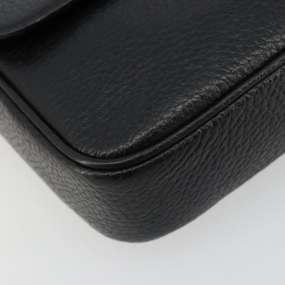 CELINE Shoulder Bag Leather Black Gold Auth 178878A