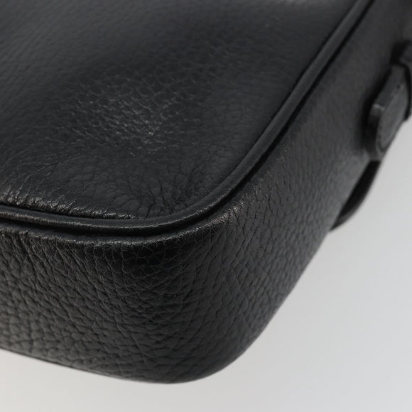 CELINE Shoulder Bag Leather Black Gold Auth 178878A