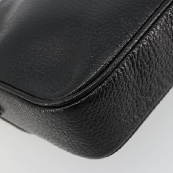 CELINE Shoulder Bag Leather Black Gold Auth 178878A