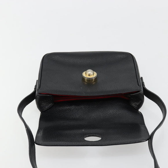 CELINE Shoulder Bag Leather Black Gold Auth 178878A