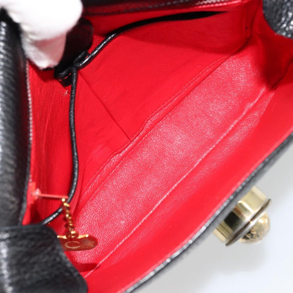 CELINE Shoulder Bag Leather Black Gold Auth 178878A