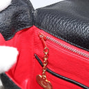 CELINE Shoulder Bag Leather Black Gold Auth 178878A-20