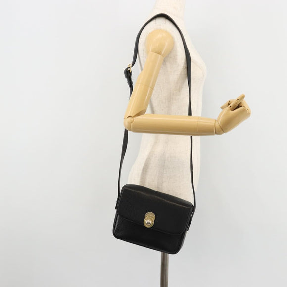 CELINE Shoulder Bag Leather Black Gold Auth 178878A