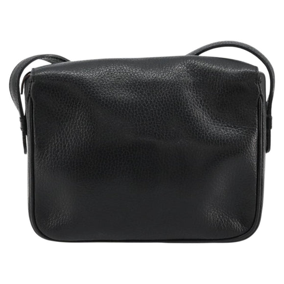CELINE Shoulder Bag Leather Black Gold Auth 178878A