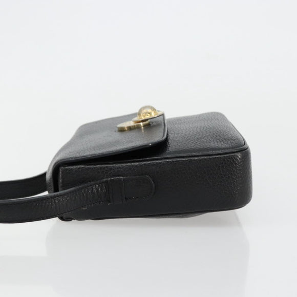 CELINE Shoulder Bag Leather Black Gold Auth 178878A