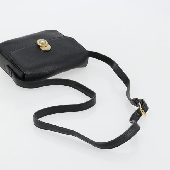 CELINE Shoulder Bag Leather Black Gold Auth 178878A