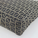 FENDI Zucchino Canvas Hand Bag Navy Silver Auth 178879-16
