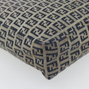 FENDI Zucchino Canvas Hand Bag Navy Silver Auth 178879-17