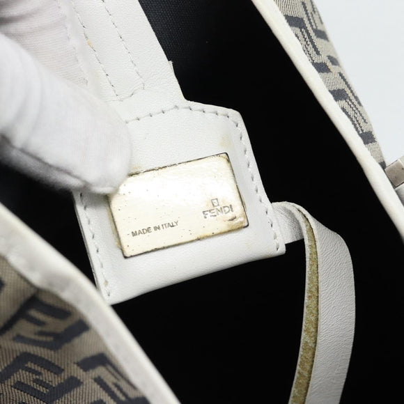 FENDI Zucchino Canvas Hand Bag Navy Silver Auth 178879