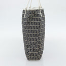 FENDI Zucchino Canvas Hand Bag Navy Silver Auth 178879-3