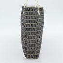 FENDI Zucchino Canvas Hand Bag Navy Silver Auth 178879-4