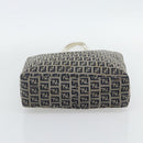 FENDI Zucchino Canvas Hand Bag Navy Silver Auth 178879-5