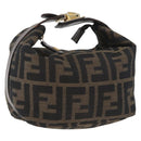 FENDI Zucca Canvas Accessory Pouch Black Brown Auth 178882-1
