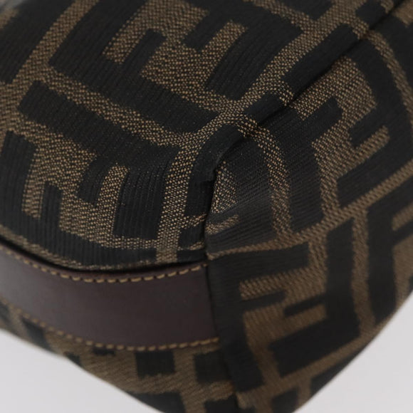 FENDI Zucca Canvas Accessory Pouch Black Brown Auth 178882
