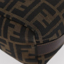 FENDI Zucca Canvas Accessory Pouch Black Brown Auth 178882-16