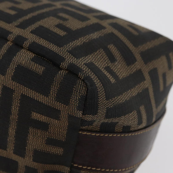 FENDI Zucca Canvas Accessory Pouch Black Brown Auth 178882