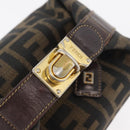 FENDI Zucca Canvas Accessory Pouch Black Brown Auth 178882-19