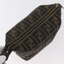 FENDI Zucca Canvas Accessory Pouch Black Brown Auth 178882-8