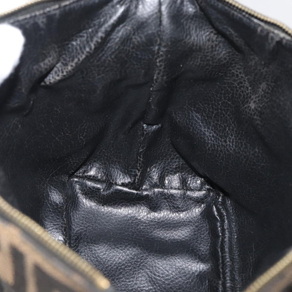 FENDI Zucca Canvas Accessory Pouch Black Brown Auth 178882