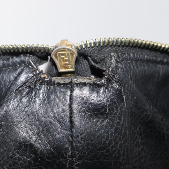 FENDI Zucca Canvas Accessory Pouch Black Brown Auth 178882