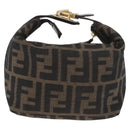 FENDI Zucca Canvas Accessory Pouch Black Brown Auth 178882-2