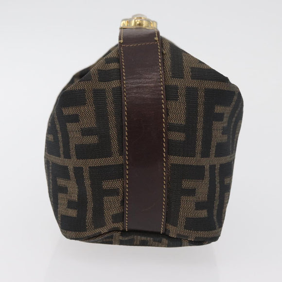 FENDI Zucca Canvas Accessory Pouch Black Brown Auth 178882