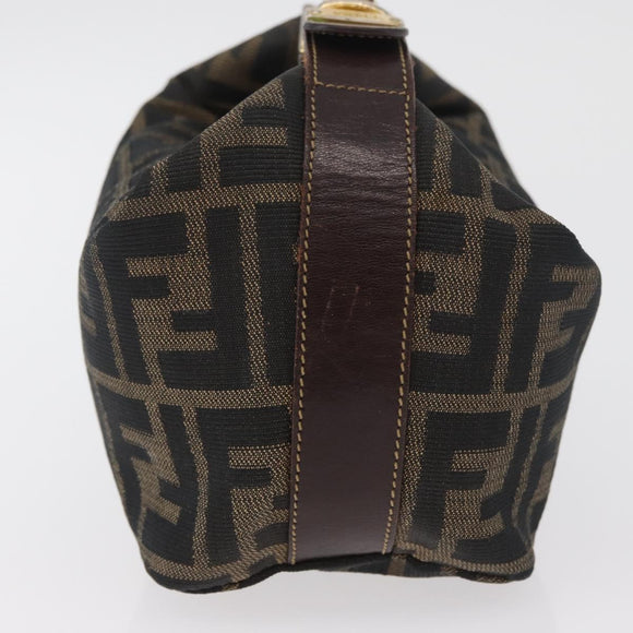 FENDI Zucca Canvas Accessory Pouch Black Brown Auth 178882