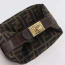 FENDI Zucca Canvas Accessory Pouch Black Brown Auth 178882-6