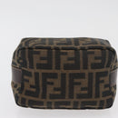 FENDI Zucca Canvas Accessory Pouch Black Brown Auth 178882-5