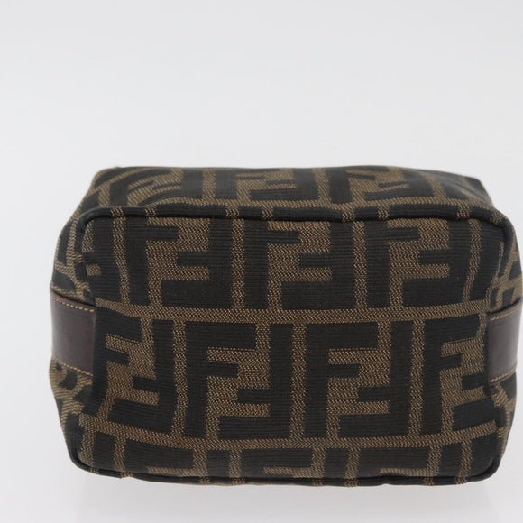 FENDI Zucca Canvas Accessory Pouch Black Brown Auth 178882