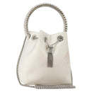 Jimmy Choo Bonbon Chain Shoulder Bag Satin 2way White Silver Auth 178886-1