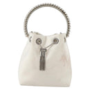 Jimmy Choo Bonbon Chain Shoulder Bag Satin 2way White Silver Auth 178886-13