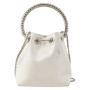 Jimmy Choo Bonbon Chain Shoulder Bag Satin 2way White Silver Auth 178886-2