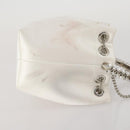 Jimmy Choo Bonbon Chain Shoulder Bag Satin 2way White Silver Auth 178886-3