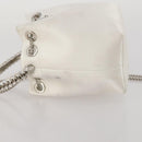 Jimmy Choo Bonbon Chain Shoulder Bag Satin 2way White Silver Auth 178886-4