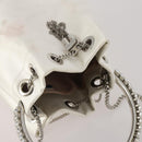 Jimmy Choo Bonbon Chain Shoulder Bag Satin 2way White Silver Auth 178886-6