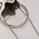 Jimmy Choo Bonbon Chain Shoulder Bag Satin 2way White Silver Auth 178886-8
