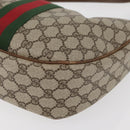 GUCCI GG Supreme Web Sherry Line Shoulder Bag PVC Beige Gold Auth 178890-14