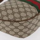 GUCCI GG Supreme Web Sherry Line Shoulder Bag PVC Beige Gold Auth 178890-15