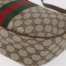 GUCCI GG Supreme Web Sherry Line Shoulder Bag PVC Beige Gold Auth 178890-16